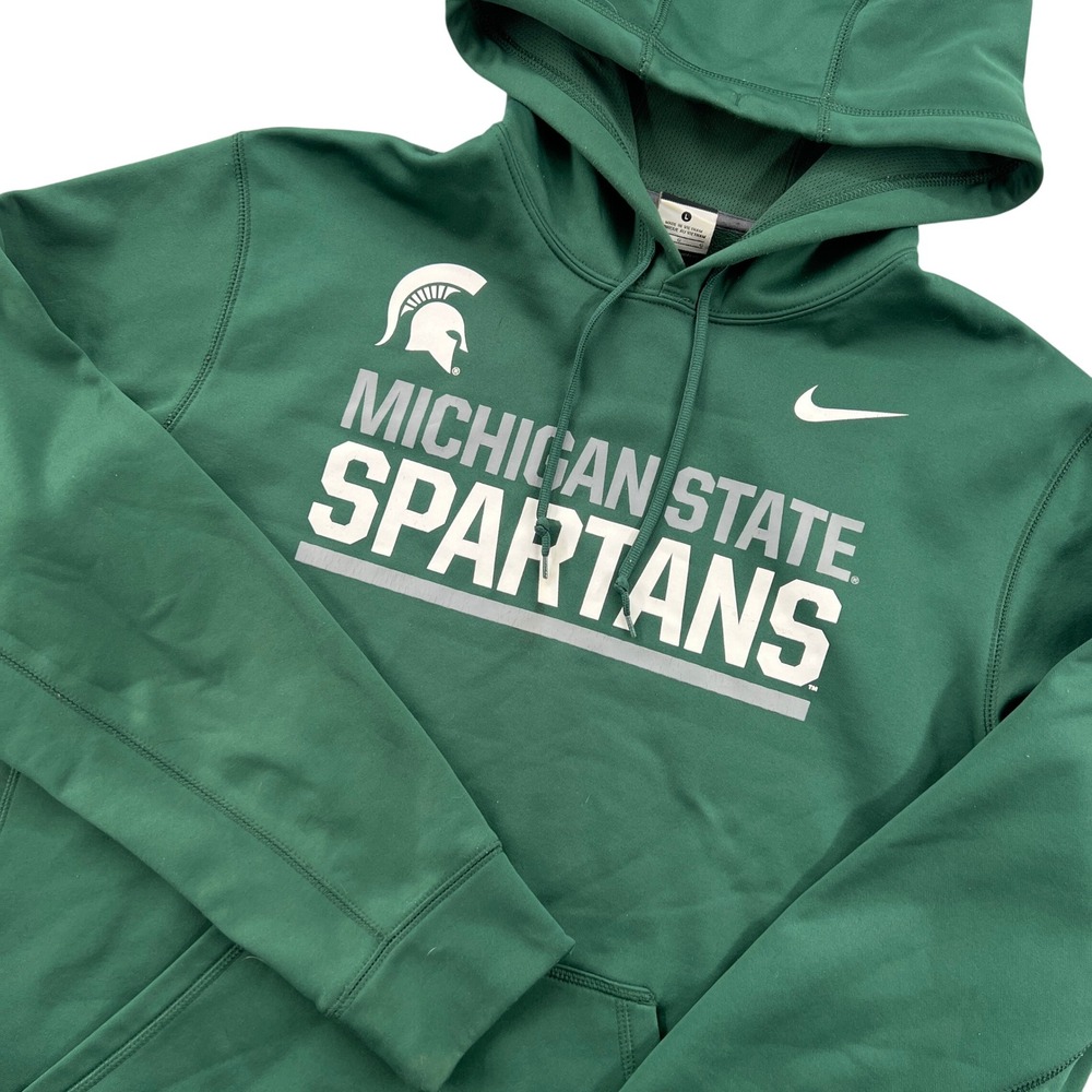 Nike Michigan State Spartans Hoodie Men L Green Therma-Fit Pullover Gameday